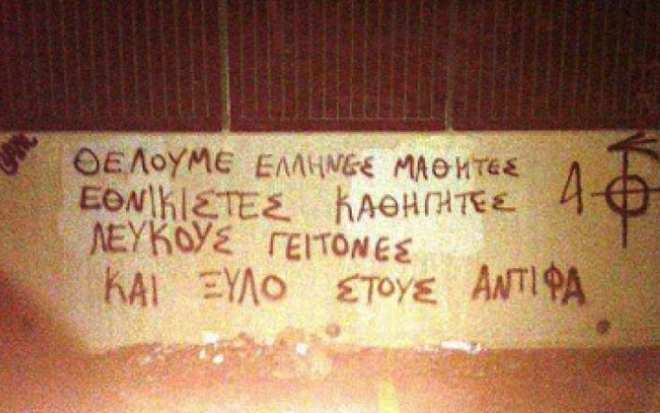 Συνθήματα που έγραψαν σε τοίχους στη Θεσσαλονίκη το 2016